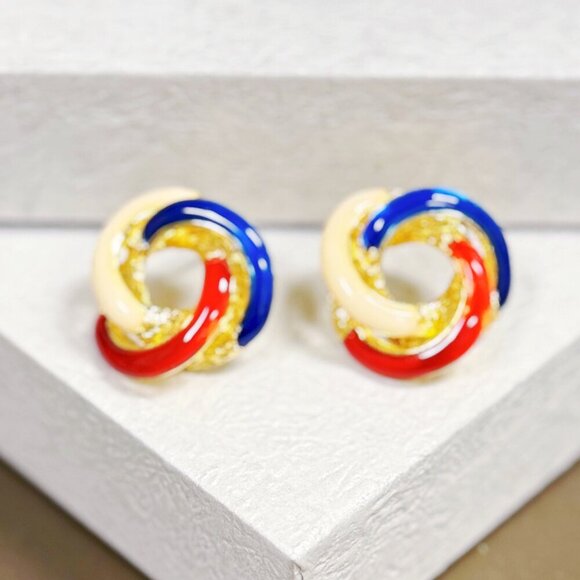 Independence Day Stud, 4th of July Patriotic Earrings, Red White Blue Earrings - Picture 1 of 7